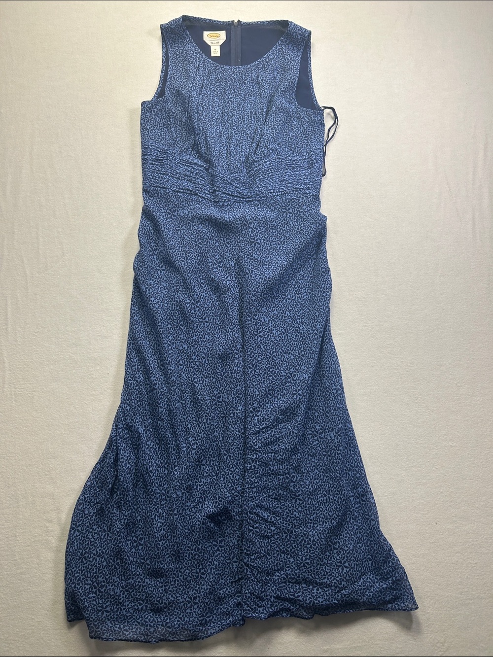 Talbots Silk Blue Printed Sleeveless Maxi Dress